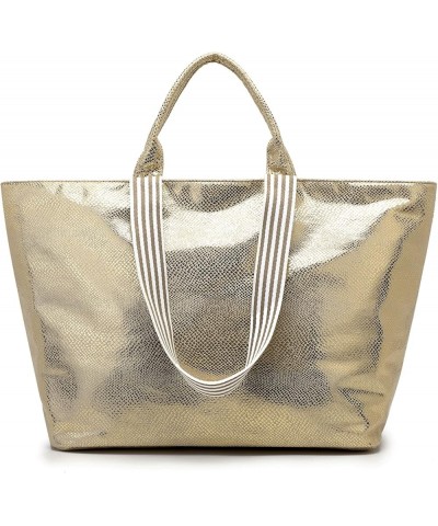 Large Tote Bags for Women Top Handle Satchel Purse Large Capacity Shoulder Bags Snakeskin Handbags Golden $22.67 Totes