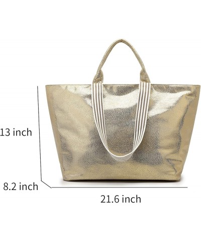 Large Tote Bags for Women Top Handle Satchel Purse Large Capacity Shoulder Bags Snakeskin Handbags Golden $22.67 Totes