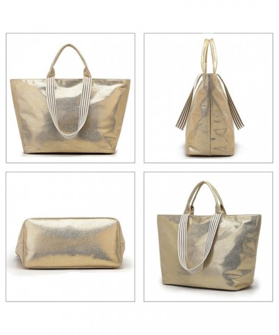 Large Tote Bags for Women Top Handle Satchel Purse Large Capacity Shoulder Bags Snakeskin Handbags Golden $22.67 Totes