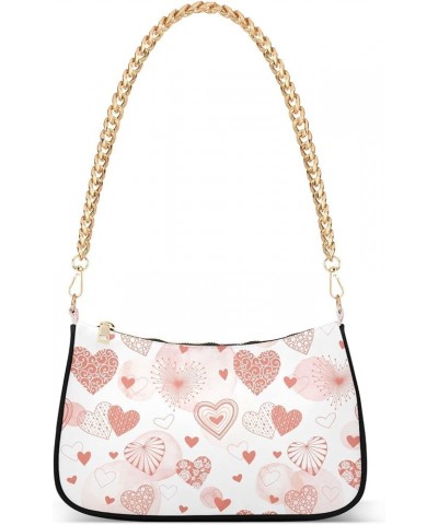 Cross Body Bag Cute Vintage Flowers Tote Bag Chain Bag Shoulder Bag Handbag Purse for Women Cute Hearts Valentine $14.40 Shou...