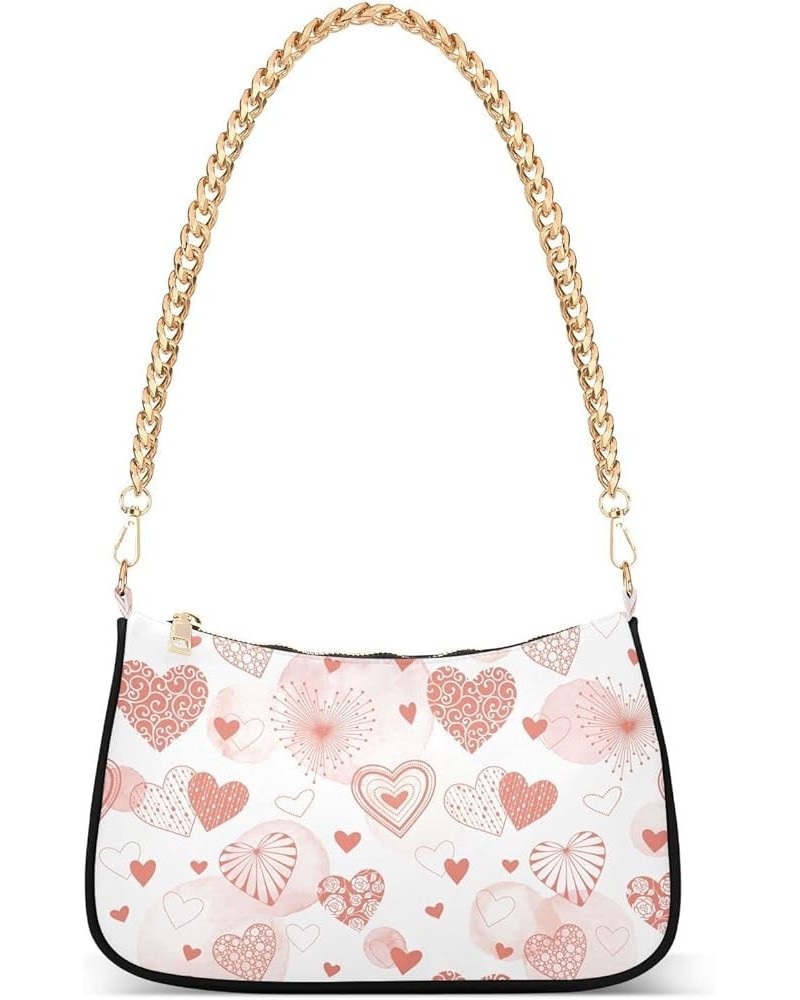 Cross Body Bag Cute Vintage Flowers Tote Bag Chain Bag Shoulder Bag Handbag Purse for Women Cute Hearts Valentine $14.40 Shou...