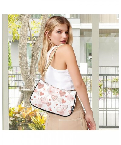 Cross Body Bag Cute Vintage Flowers Tote Bag Chain Bag Shoulder Bag Handbag Purse for Women Cute Hearts Valentine $14.40 Shou...