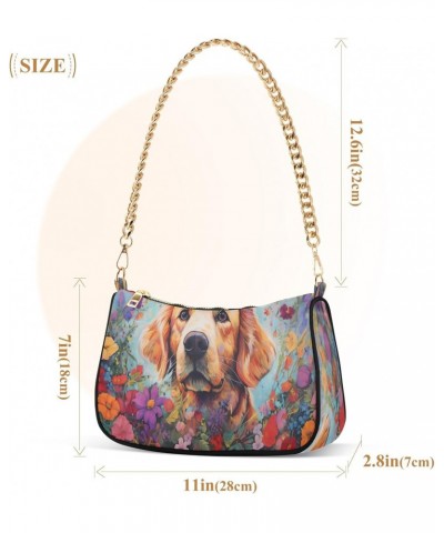 Crossbody Bags for Women Shoulder Purse Golden Retriever Dog Handbags Stylish Clutch Purse with Chain Strap $17.99 Shoulder Bags