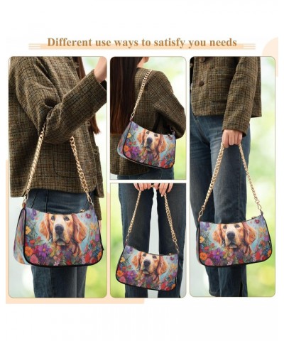 Crossbody Bags for Women Shoulder Purse Golden Retriever Dog Handbags Stylish Clutch Purse with Chain Strap $17.99 Shoulder Bags