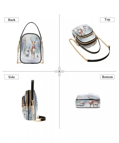 Painting Deer Merry Christmas Small Chain Crossbody Travel Bag Handbag Cell Phone Purse for Women $10.56 Crossbody Bags