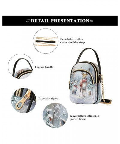 Painting Deer Merry Christmas Small Chain Crossbody Travel Bag Handbag Cell Phone Purse for Women $10.56 Crossbody Bags