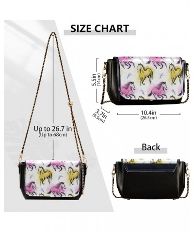 Magic Sun Moon Clouds Sky PU Leather Shoulder Bag Waterproof Women Crossbody Bag Purses Tote Satchel with Chain Strap Horse P...