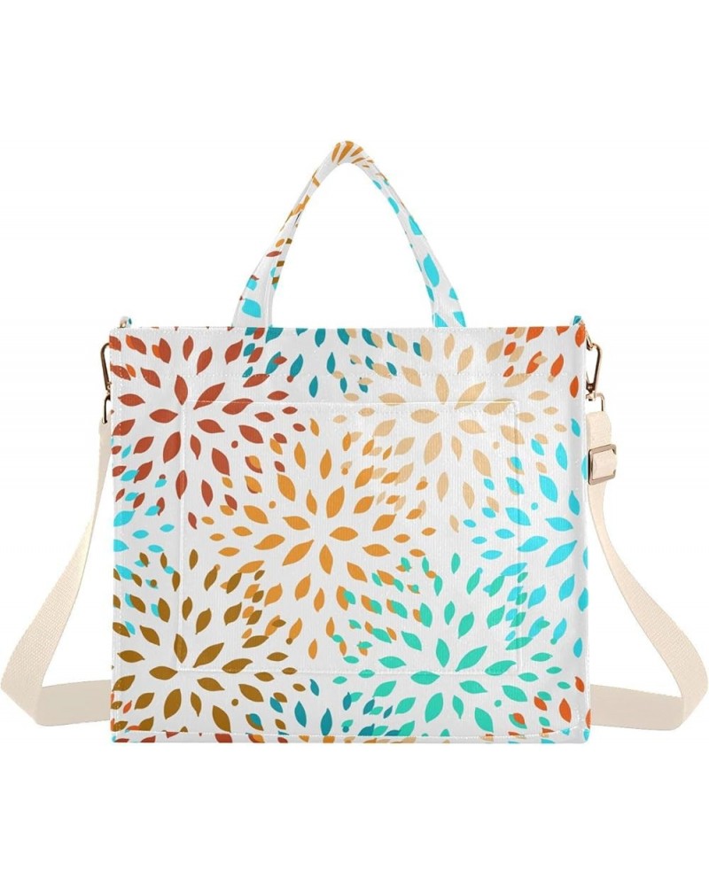 Colorful Floral Tote Bag for Women Corduroy Shoulder Bag Tote Handbag Travel Crossbody Bag for Office Trip Birthday Gifts Mul...