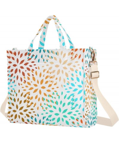 Colorful Floral Tote Bag for Women Corduroy Shoulder Bag Tote Handbag Travel Crossbody Bag for Office Trip Birthday Gifts Mul...