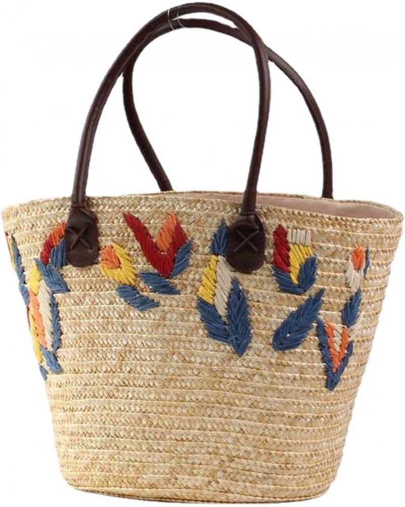 Embroidered woven handbag casual straw bag beach bag Gifts for Women Jidingyezi $34.33 Totes