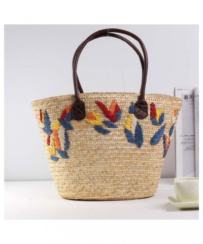 Embroidered woven handbag casual straw bag beach bag Gifts for Women Jidingyezi $34.33 Totes