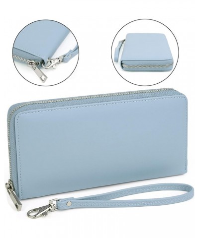 Wallet Women Vegan Leather RFID Blocking Large Ladies Wristlet Purse Card Holder Organizer Clutch 298 Blue $16.19 Wallets