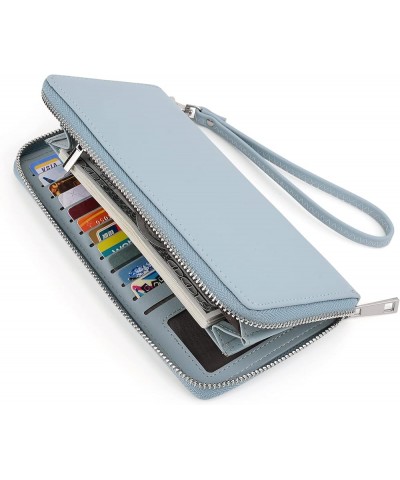 Wallet Women Vegan Leather RFID Blocking Large Ladies Wristlet Purse Card Holder Organizer Clutch 298 Blue $16.19 Wallets