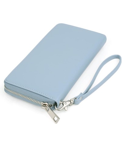 Wallet Women Vegan Leather RFID Blocking Large Ladies Wristlet Purse Card Holder Organizer Clutch 298 Blue $16.19 Wallets