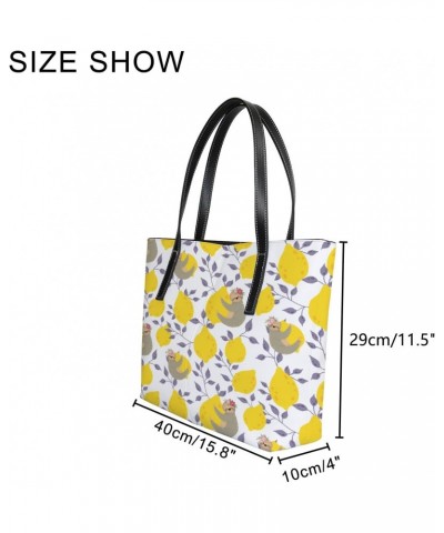 Shoulder Bag Tote Bags for Women Cute Sloths Yellow Lemons Leather Shopper Work Handbags Large Casual Bag $28.19 Totes