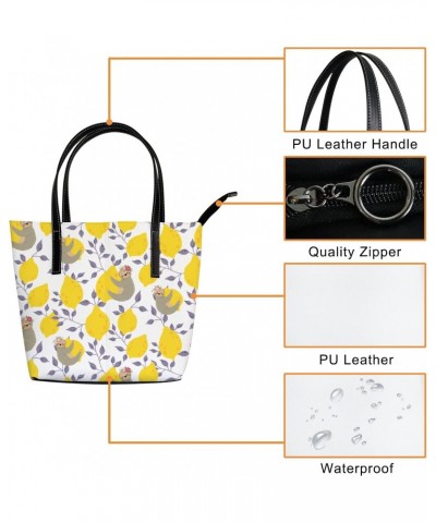 Shoulder Bag Tote Bags for Women Cute Sloths Yellow Lemons Leather Shopper Work Handbags Large Casual Bag $28.19 Totes