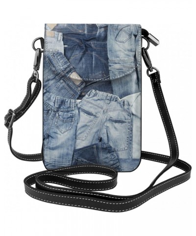 Jeans Background Women Cell Phone Purse Leather Shoulder Crossbody Bag Wallet Pouch $20.57 Shoulder Bags