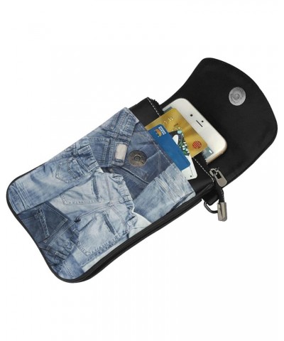 Jeans Background Women Cell Phone Purse Leather Shoulder Crossbody Bag Wallet Pouch $20.57 Shoulder Bags