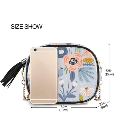 Shoulder Crossbody Bag With Metal Chain Strap for Women Girl Purple Tropical Leaves Women's Wallet One Size Blue Flowers $13....