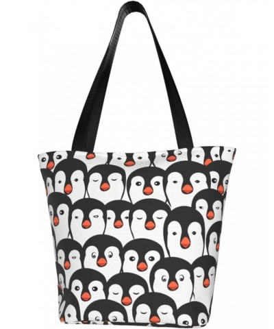 Shoulder Bag Many Penguins Casual Zipper Handbag For Women Men $10.68 Totes