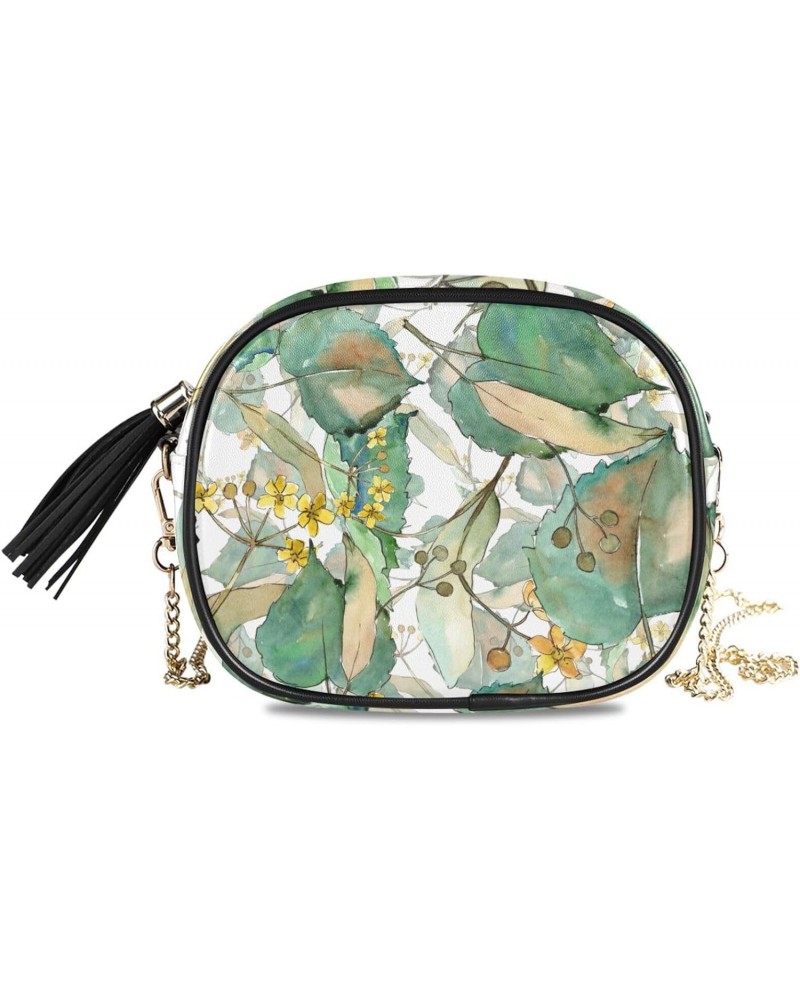 Women's Linden Leaves Green Tropical Plant(1) Crossbody Bag Fashion Purses Bag Cross Body Bag Shoulder Handbag with Adjustabl...