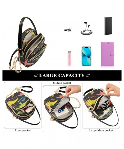 Dinosaurs Crossbody Bags for Women Cell Phone Purse Wallet with Removable Chain Shoulder Handbag for Travel Work Phone Passpo...