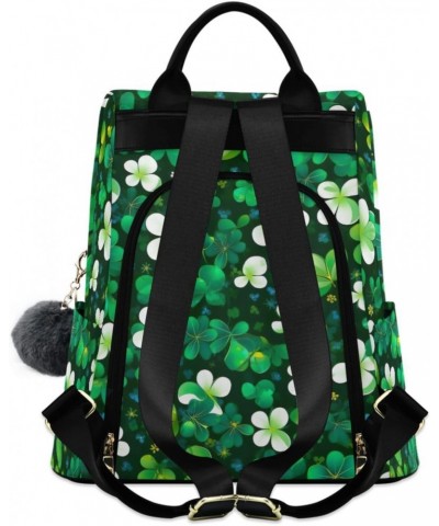 Stpatrick White Green Leaves Shamrocks Womens Backpack Purse Handbag Anti Theft Ladies Shoulder Bags Travel Backpack for Trav...