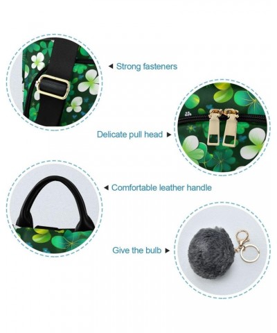 Stpatrick White Green Leaves Shamrocks Womens Backpack Purse Handbag Anti Theft Ladies Shoulder Bags Travel Backpack for Trav...