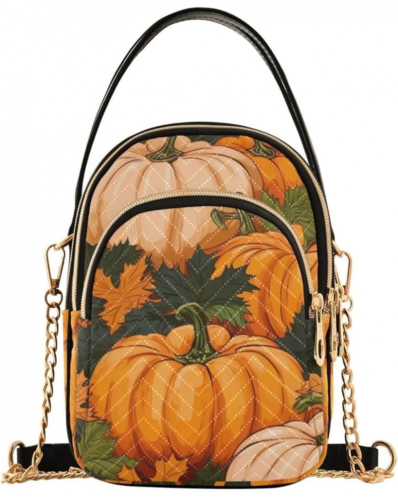 Watercolor Pumpkins Womens Shoulder Bags Crossbody, Womens Shoulder Purse, Shoulder Bag for Women Autumn Pumpkins With Leaves...