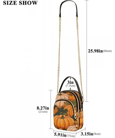 Watercolor Pumpkins Womens Shoulder Bags Crossbody, Womens Shoulder Purse, Shoulder Bag for Women Autumn Pumpkins With Leaves...