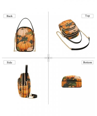 Watercolor Pumpkins Womens Shoulder Bags Crossbody, Womens Shoulder Purse, Shoulder Bag for Women Autumn Pumpkins With Leaves...