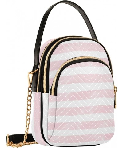 Stripe Pink Design Phone Purse with Strap PU Leather Quilted Women's Wallet Purse Women's Shoulder Purses Watercolor Stripes ...