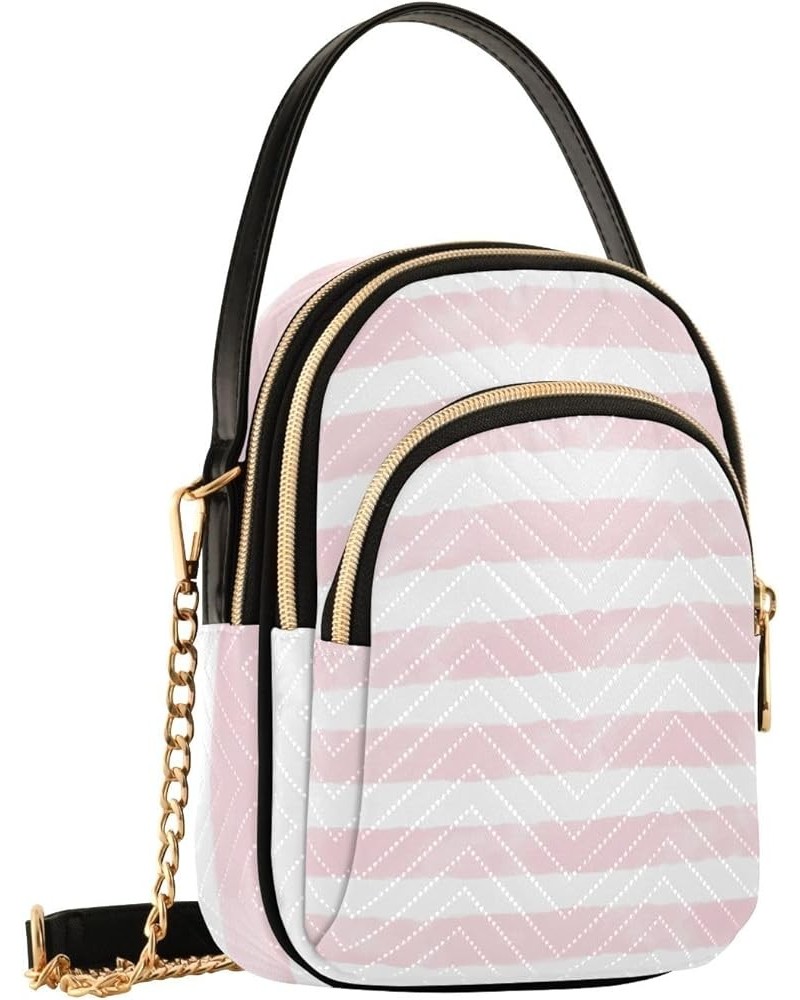 Stripe Pink Design Phone Purse with Strap PU Leather Quilted Women's Wallet Purse Women's Shoulder Purses Watercolor Stripes ...