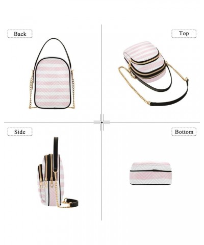 Stripe Pink Design Phone Purse with Strap PU Leather Quilted Women's Wallet Purse Women's Shoulder Purses Watercolor Stripes ...