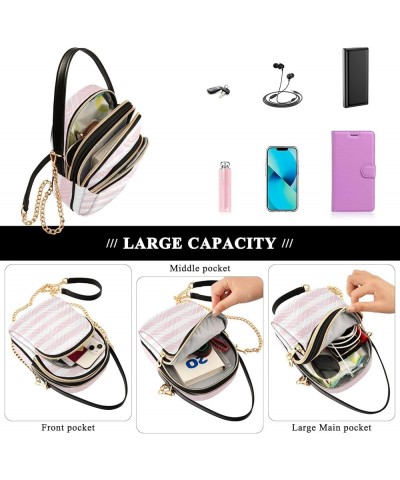 Stripe Pink Design Phone Purse with Strap PU Leather Quilted Women's Wallet Purse Women's Shoulder Purses Watercolor Stripes ...