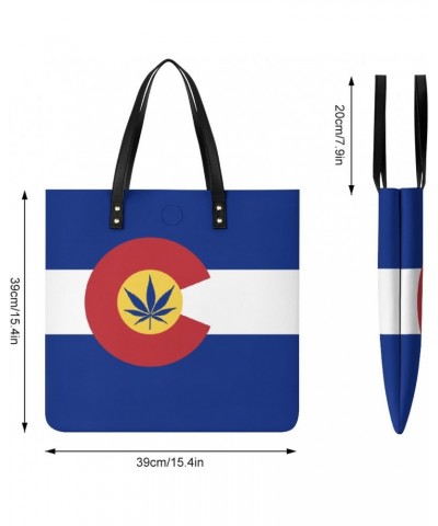 Colorado Weed Flag Women Handbags PU Leather Tote Shoulder Bag Purses for Travel Shopping Work $20.34 Totes