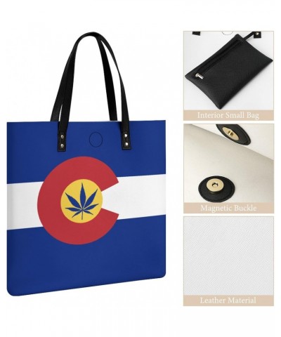 Colorado Weed Flag Women Handbags PU Leather Tote Shoulder Bag Purses for Travel Shopping Work $20.34 Totes