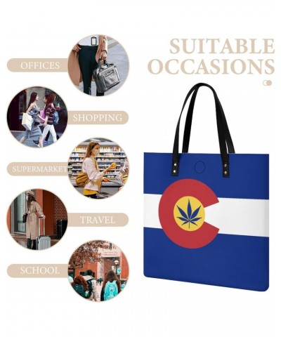 Colorado Weed Flag Women Handbags PU Leather Tote Shoulder Bag Purses for Travel Shopping Work $20.34 Totes