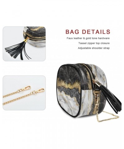 Crossbody Purse Small Crossbody Bags Shoulder Handbags Gold Black Marble for Women $13.74 Shoulder Bags