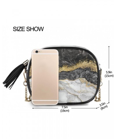 Crossbody Purse Small Crossbody Bags Shoulder Handbags Gold Black Marble for Women $13.74 Shoulder Bags