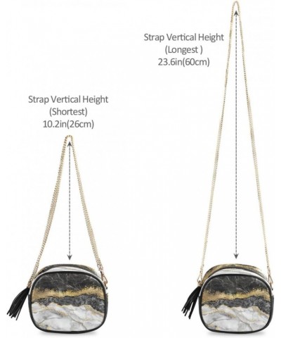 Crossbody Purse Small Crossbody Bags Shoulder Handbags Gold Black Marble for Women $13.74 Shoulder Bags