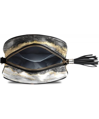 Crossbody Purse Small Crossbody Bags Shoulder Handbags Gold Black Marble for Women $13.74 Shoulder Bags