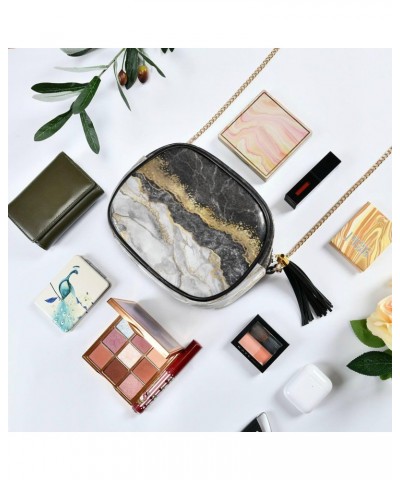 Crossbody Purse Small Crossbody Bags Shoulder Handbags Gold Black Marble for Women $13.74 Shoulder Bags