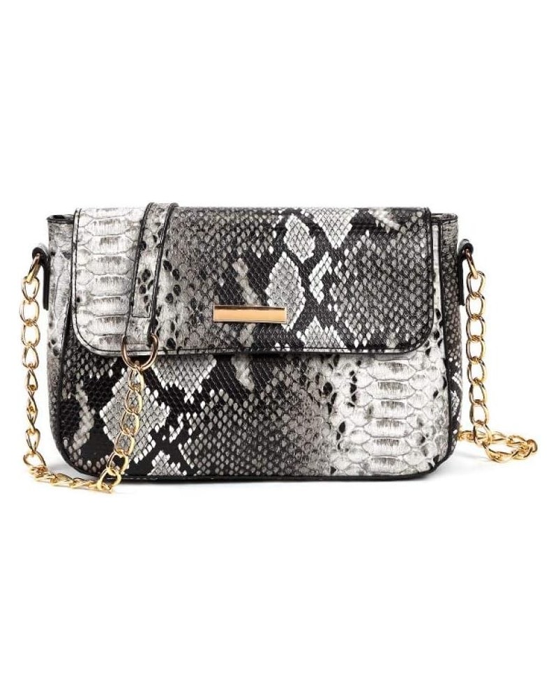 Retro Snakeskin Pattern Crossbody Bags Envelope Clutch Purse for Women Evening Party Prom Chain Shoulder Handbag Black $10.79...