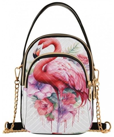 Quilted Crossbody Bags for Women,Pink Flamingo Flowers Women's Crossbody Handbags Small Travel Purses Phone Bag $10.78 Crossb...