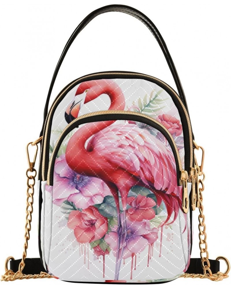 Quilted Crossbody Bags for Women,Pink Flamingo Flowers Women's Crossbody Handbags Small Travel Purses Phone Bag $10.78 Crossb...