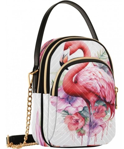 Quilted Crossbody Bags for Women,Pink Flamingo Flowers Women's Crossbody Handbags Small Travel Purses Phone Bag $10.78 Crossb...