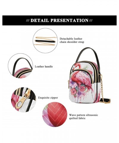 Quilted Crossbody Bags for Women,Pink Flamingo Flowers Women's Crossbody Handbags Small Travel Purses Phone Bag $10.78 Crossb...