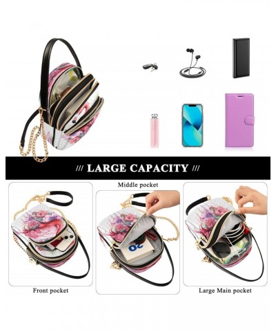 Quilted Crossbody Bags for Women,Pink Flamingo Flowers Women's Crossbody Handbags Small Travel Purses Phone Bag $10.78 Crossb...