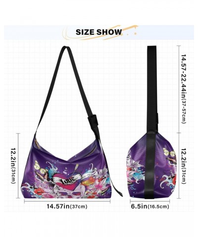 Unique Skull Graphic Hobo Crossbody Bags for Women Leather Large Shoulder Bag Cross Body Trendy Womens Tote Bags Handbag for ...